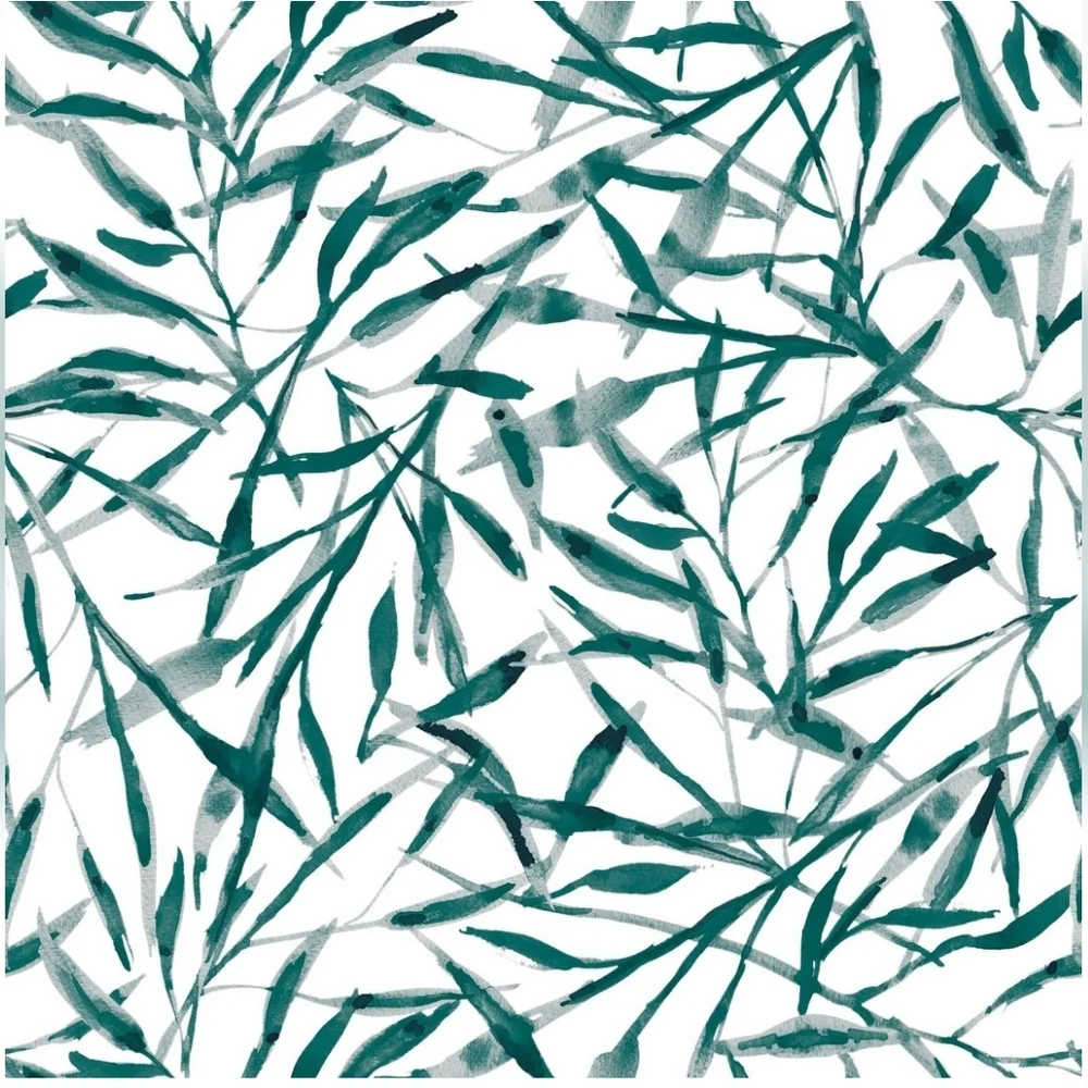 Tempaper & Co. Watercolor Leaves Removable Peel & Stick Wallpaper Viridian Gree